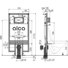 Vorwandinstallationssystem für Trockenbau (aus GK) AM1101/1200 SLIM