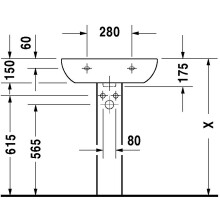 Duravit Waschtisch D-Code mit Überlauf, 1 Hahnloch 600x460mm weiß