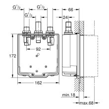 GROHE UP-Einbaukasten Eurosmart CT Wandeinbau, mit Mischung, für Selbstschluss-FMS