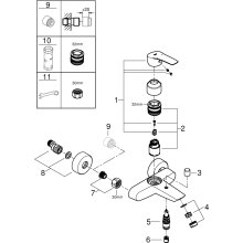 GROHE Einhandmischer Wanne Eurosmart NEU Wandmontage, eigensicher, verchromt