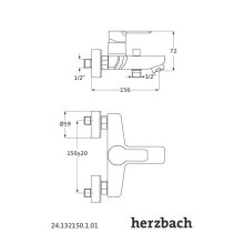 Herzbach MARE Wannenfüll- und Brausebatterie Aufputz chrom