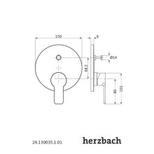 Herzbach MARE Wannenfüll- und Brausebatterie Unterputz chrom