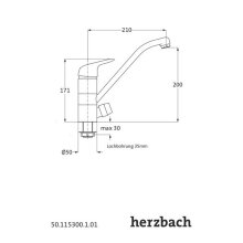 Herzbach KAPPA Spültisch-Einlochbatterie mit Geräteabsperrventil