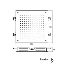 Herzbach DESIGN IX PVD Regenbrause zum Deckeneinbau 500 * 500 mm Copper