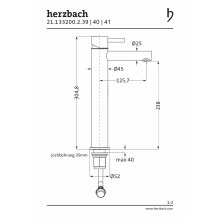 Herzbach DESIGN IX PVD Waschtisch-Einlochbatterie ohne Ablauf L-Size Copper