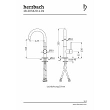 Herzbach DEEP Einhebel-Waschtisch-Einlochbatterie slim M-Size