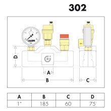 Caleffi 302 Kesselgruppe bis 50 kW 1" 3 bar