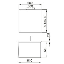 Salgar NOJA Komplett-Set 600 1 Schublade 1 Fach Kaledonien Eiche Badmöbel