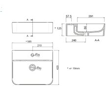 Salgar Aufsatzwaschtisch TENTO 500 PORZELLAN WEIß 500 x 420 x 130 mm