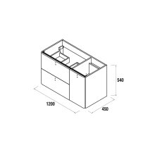 Salgar Schrank wandhängend UNIIQ 1200 rechts Bosque Badmöbel