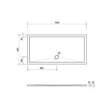 Schröder Rechteckduschwanne Deepstone E 160x80x2 cm weiß, Mineralguss