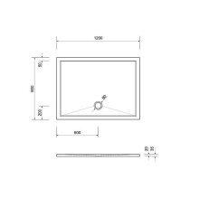 Schröder Viereck Duschwanne Deepstone E 120x90x2 cm weiß, Mineralguss