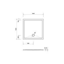 Schröder Viereck Duschwanne Deepstone E 100x100x2 cm weiß, Mineralguss