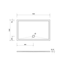 Schröder Rechteckduschwanne Deepstone E 160x100x2 cm weiß, Mineralguss