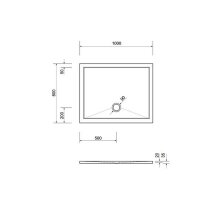 Schröder Viereck Duschwanne Deepstone E 100x80x2 cm weiß, Mineralguss