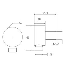 Beitz & Walz AQVASHOWER Wandanschlussbogen 1/2" rund, mattschwarz