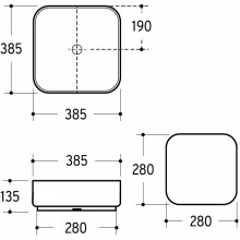 Beitz & Walz AqvaCeramica Aufsatzbecken "SlimRim" 385 x 385 mm mattschwarz