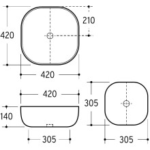 Beitz & Walz AqvaCeramica Aufsatzbecken "SlimRim" 420 x 420 mm mattschwarz