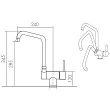 Beitz & Walz AQVAKITCHEN Spültisch Ehm. Hebel seitlich m. kippbaren Ausl. chrom