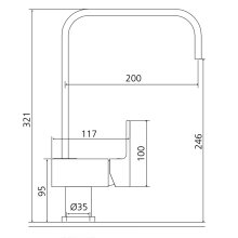 Beitz & Walz AQVADESIGN Spültisch-Ehm. Hebel seitlich eckig, chrom