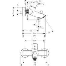 Hansgrohe TALIS S Einhandmischer Wanne Ausladung 166 mm