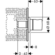 Hansgrohe Absperrventil S Fertigset, mit zylindrischem Griff, verchromt