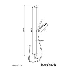 Herzbach Dusch-Wandstangenset Slide S 900mm Multifunktionsbrause