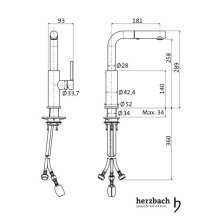 Herzbach DESIGN iX Spültisch-Einlochbatterie