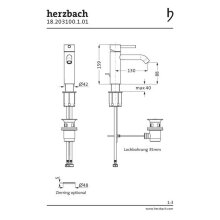 Herzbach DEEP EINHEBEL-WASCHTISCH Armatur M-SIZE 150mm