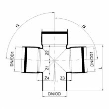 PoloPlast POLO KAL XS Doppelabzweig DN 90/90/90, 87,5 Grad, Horizontal