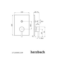 Herzbach DESIGN iX Wannenfüll- und Brausebatterie eckig Unterputz Edelstahl