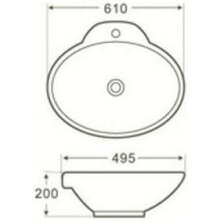 Beitz & Walz AqvaCeramica Aufsatzwaschtisch oval 610 x 495 mm weiß