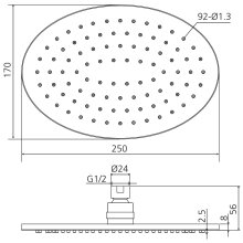 Beitz & Walz AQVADESIGN Kopfbrause 250 mm oval, chrom