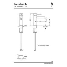 Herzbach DEEP EINHEBEL-WASCHTISCH Armatur M-SIZE 150mm ohne Ablauf