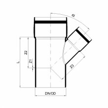 PoloPlast POLO KAL XS Abzweig DN 90/50, 45 Grad