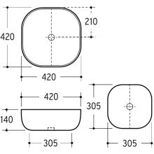 Beitz & Walz AqvaCeramica Aufsatzbecken "SlimRim" 420 x 420 mm weiß--