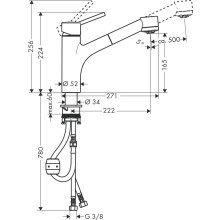 Hansgrohe TALIS S Spültisch-Hebelmischer  mit ausziehbarer Handbrause, verchromt