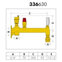 Caleffi 336 Gefäßanschlussgruppe aus Messing 3/4" mit Schnellkupplung