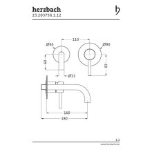 Herzbach DEEP BLACK Waschtisch-Unterputzarmatur 160mm