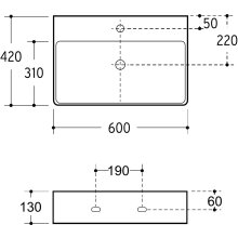 Beitz & Walz AqvaCeramica Aufsatzbecken "SlimRim" 600 x 430 mm weiß