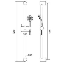 Beitz & Walz AQVABASIC III Brauseset 60cm 3-strahlig chrom