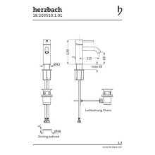 Herzbach DEEP EINHEBEL-WASCHTISCH Armatur S-SIZE 130m ohne Ablauf