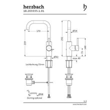 Herzbach DEEP EINHEBEL-WASCHTISCH Armatur M-SIZE ohne Ablauf