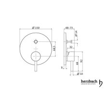 Herzbach DESIGN iX Wannenfüll- und Brausebatterie rund Unterputz Edelstahl