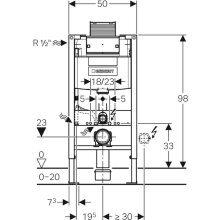 Geberit Duofix WC-Element mit Omega UP-Spülkasten 120mm, vorne/oben, Bauhöhe 980 mm