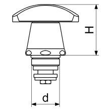 Schlösser Sanitär-Oberteil, mit 3-Sterngriff, Farbpunkt Blau/Rot, DN10, 3/8", aus Messing