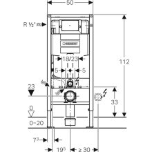 Geberit Duofix WC-Element mit Omega UP-Spülkasten 120mm, Betätigung vorne, Bauhöhe 1120 mm