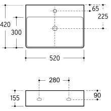 Beitz & Walz AqvaCeramica Aufsatzbecken "SlimRim" 520 x 420 mm weiß