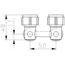 Oventrop Zweirohrhahnblock Absperrwinkelverschraubung ÜM 3/4" x AG 3/4", Winkelform