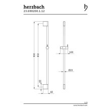 Herzbach DEEP BLACK Dusch-Wandstange Slide M 900 mm